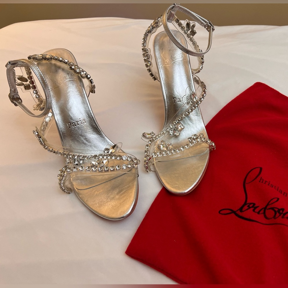 Christian Louboutin, embellished PVC pumps 85 dupes